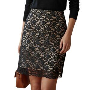 Banana Republic Skirt Womens 6 Black Lace Overlay Mini Waist Dart Office Chic